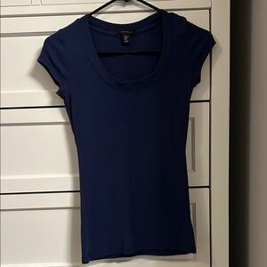 Willi Smith Deep Blue Short Sleeve Top